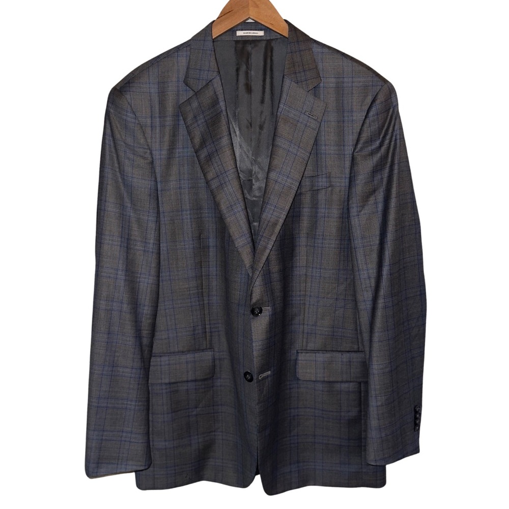 Peter Millar Crown Crafted Wool Blazer Windowpane Plaid Made in Canada - Picture 5 of 12